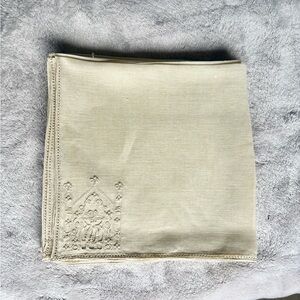 Antique Natural Linen Cutwork Napkins